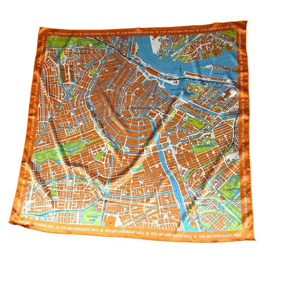 Collectible Amsterdam Street Map Souvenir Square Scarf - Picture 1 of 12